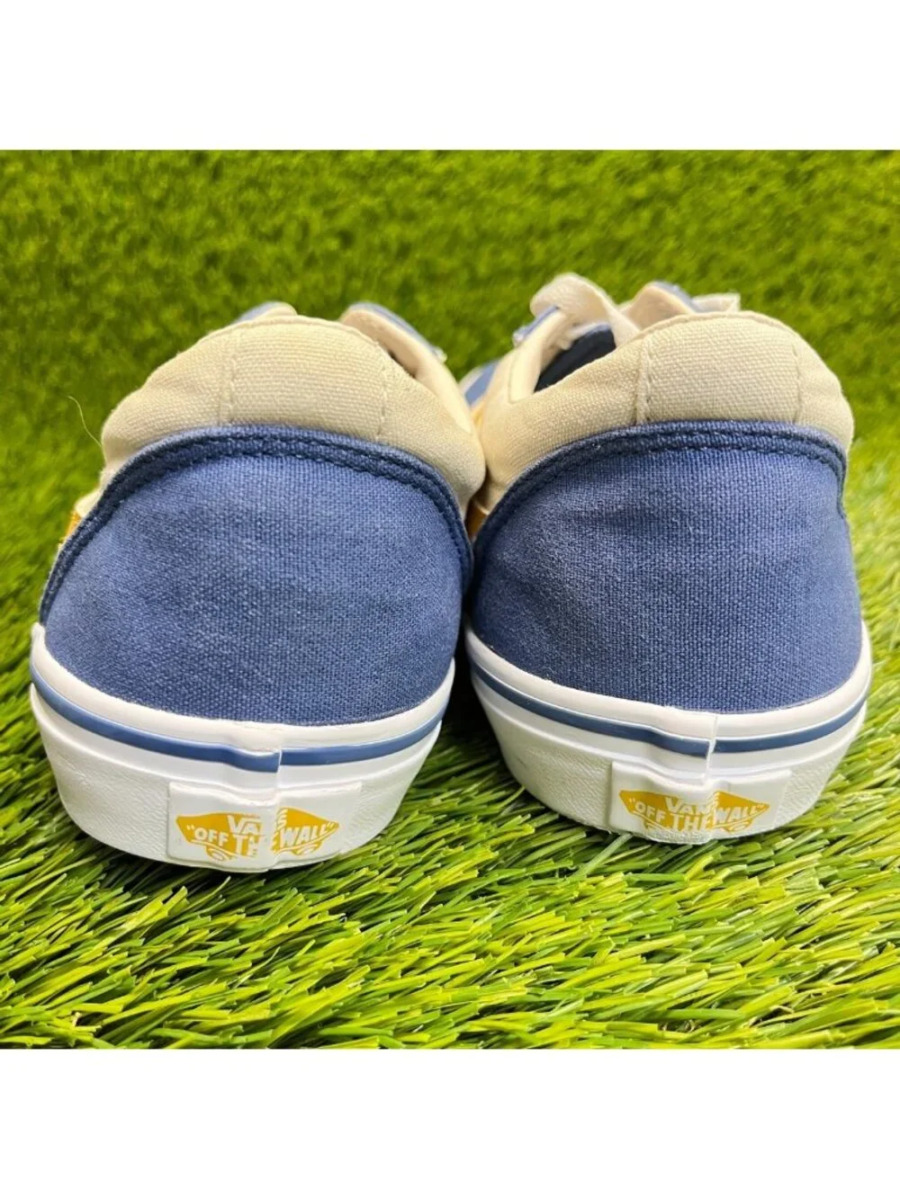 Vans Old Skool Boys Size 7 Blue Yellow White Athletic Skate Shoes Sneakers